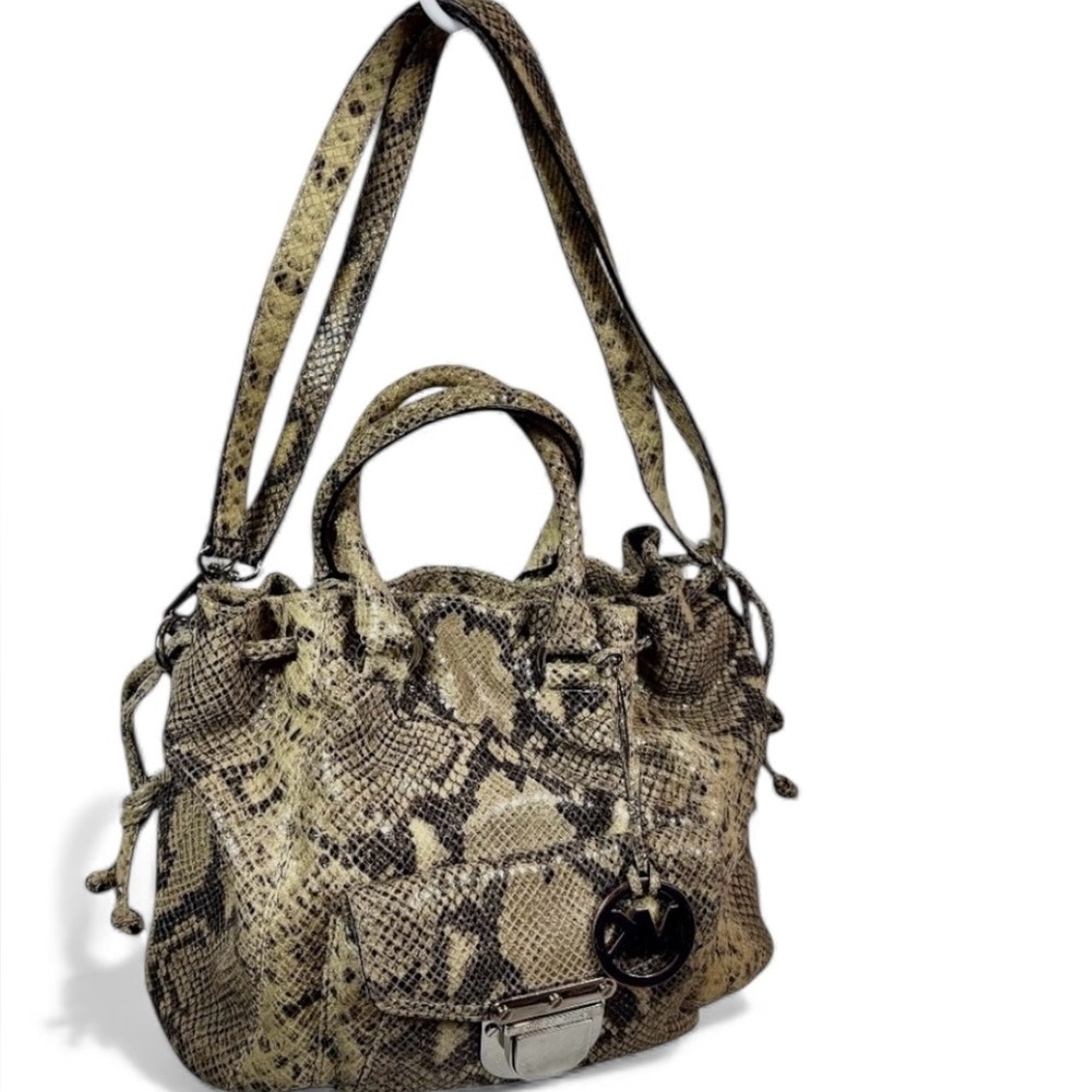 Michael Kors Nolita Snakeskin Embossed Leather Shoulder Bag